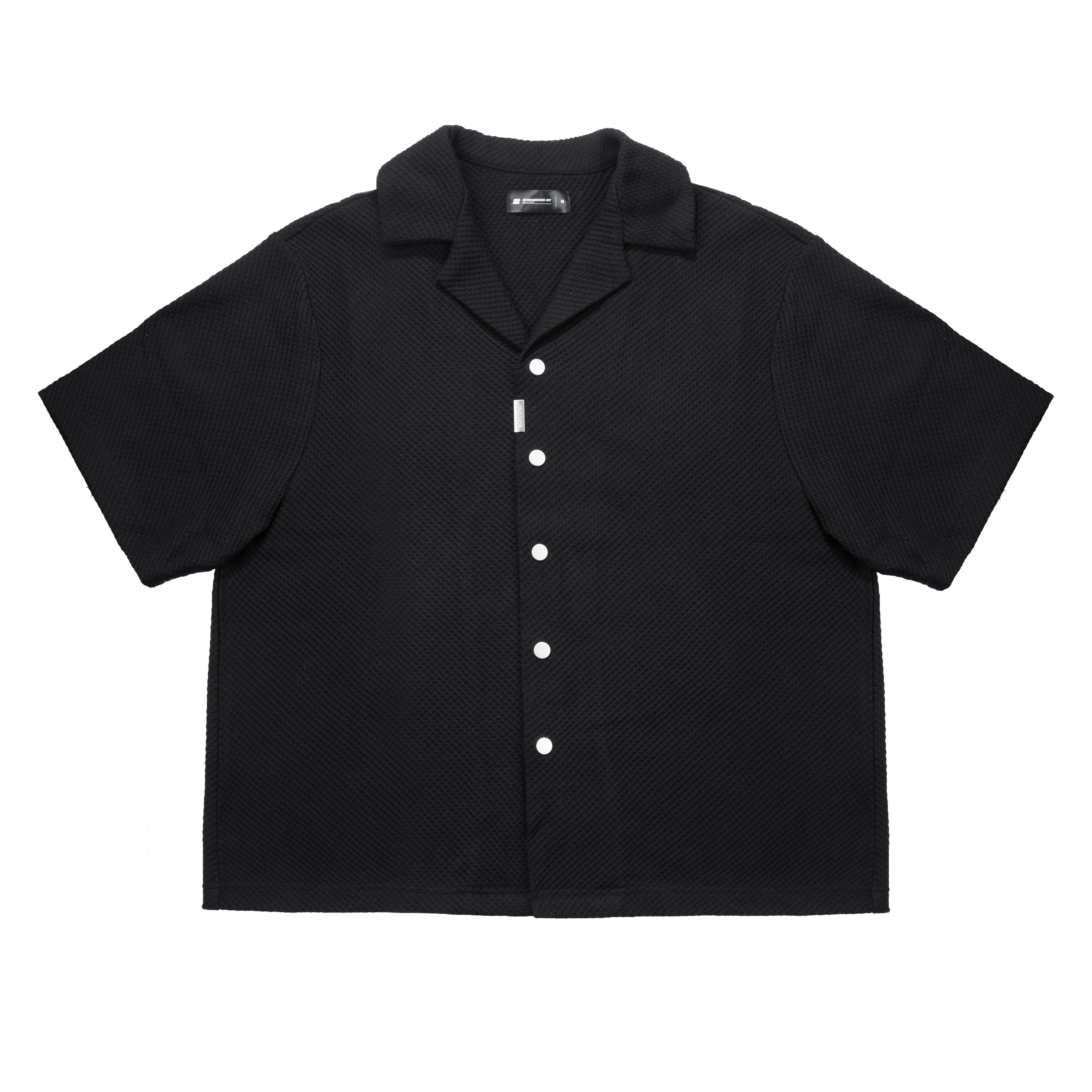 EBB - Signature Waffle Jersey Button Up - Black