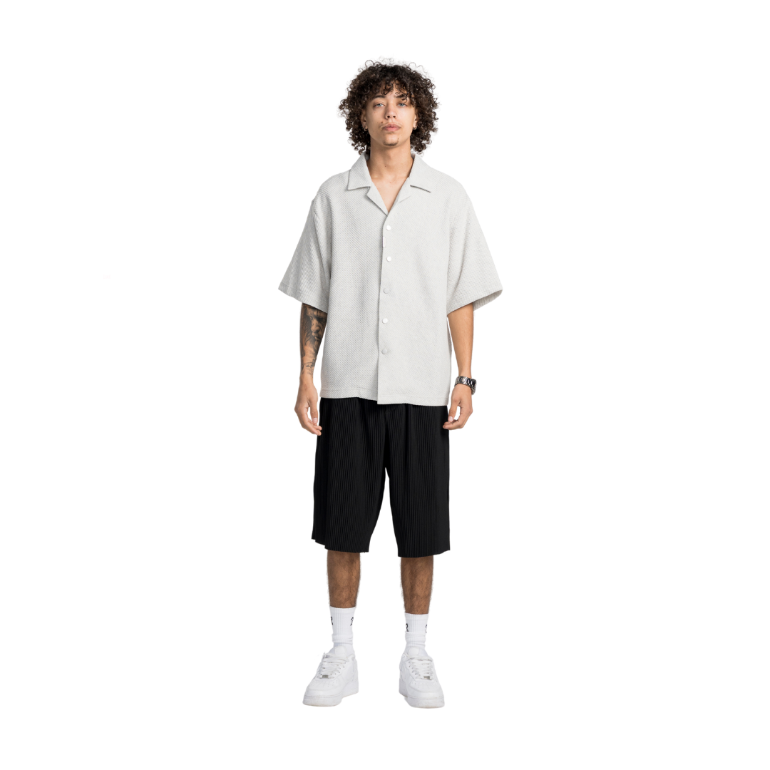 EBB - Signature Waffle Jersey Button Up - Grey