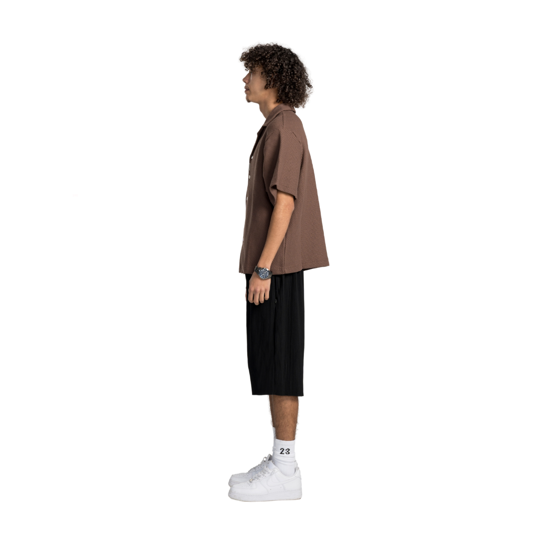 EBB - Signature Waffle Jersey Button Up - Brown