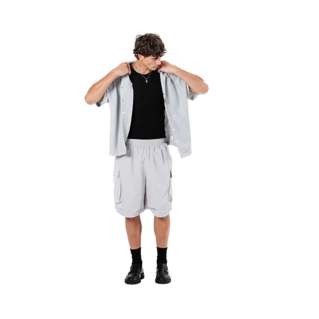 EBB - Signature Waffle Jersey Button Up - Grey