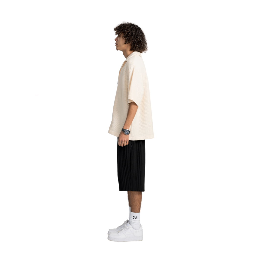 EBB - Signature Waffle Jersey Button Up - Bone White