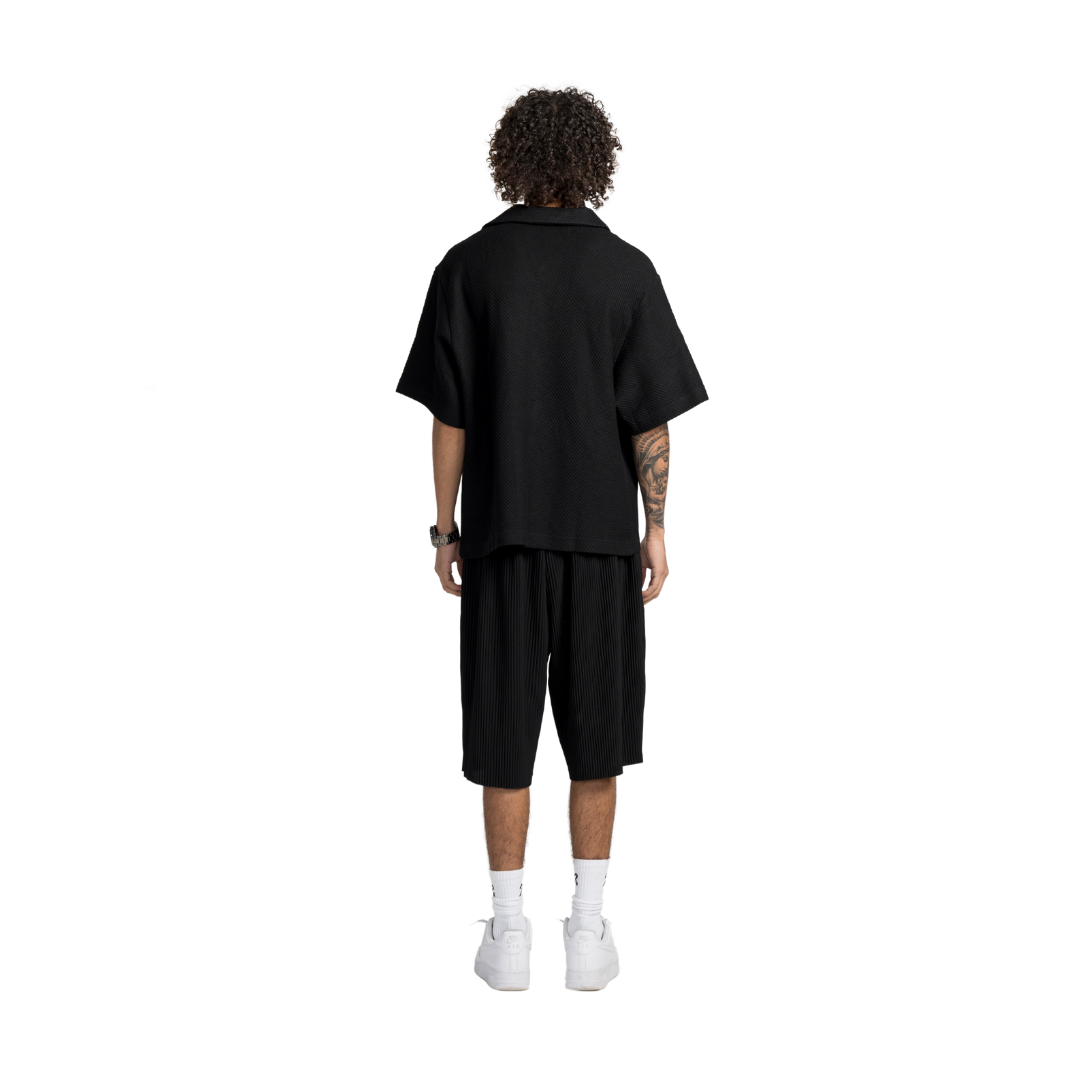 EBB - Signature Waffle Jersey Button Up - Black