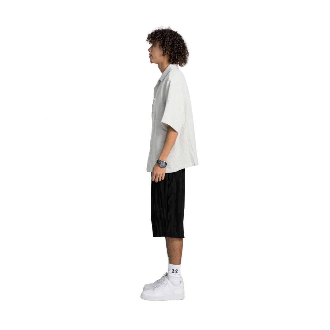 EBB - Signature Waffle Jersey Button Up - Grey