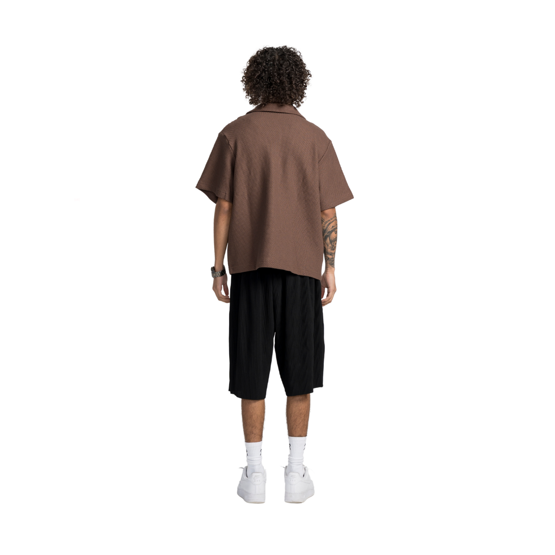 EBB - Signature Waffle Jersey Button Up - Brown