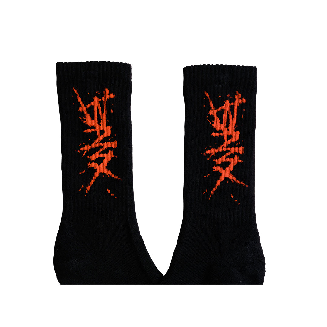 "CHARGED" SOCKS - BLACK RED (2 PAIRS)
